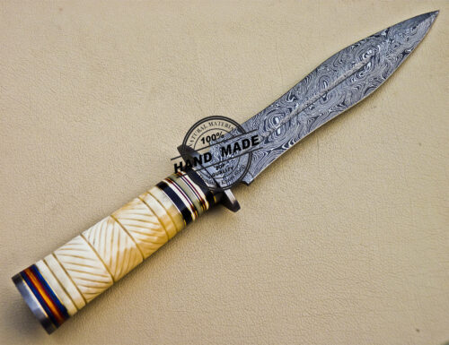 Damascus Dagger Knife Custom Handmade Damascus Steel Hunting Knife 1087 - Image 5