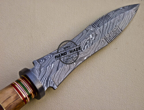 Damascus Dagger Knife Custom Handmade Damascus Steel Knife 1079 - Image 5