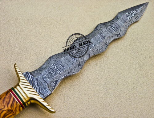 Damascus Dagger Knife Custom Handmade Damascus Steel Hunting Knife 1084 - Image 6