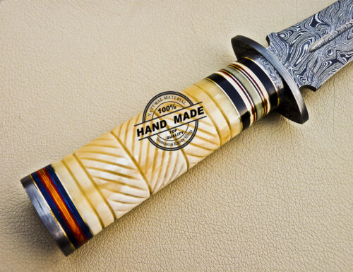 Damascus Dagger Knife Custom Handmade Damascus Steel Hunting Knife 1087 - Image 7
