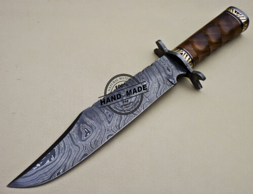 Custom Handmade Damascus Steel Hunting Damascus Bowie Knife 1619 - Image 3
