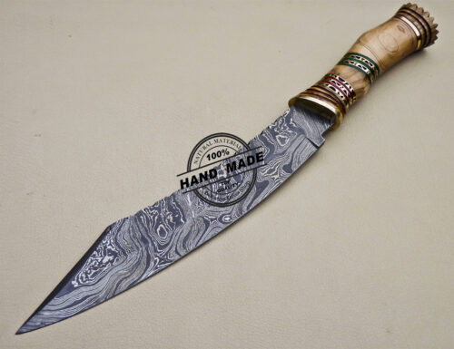 Fancy Damascus Bowie Knife Custom Handmade Damascus Steel Knife 1620 - Image 3