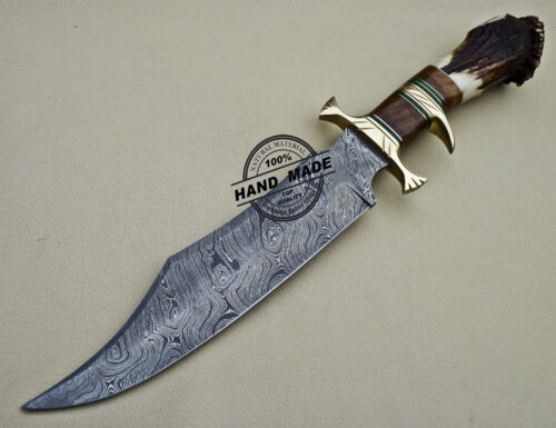 Professional Damascus Bowie Knife Custom Handmade Damascus Steel Knife 1622 - Image 3