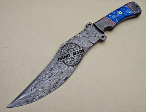 New Damascus Bowie Knife Custom Handmade Damascus Steel With Corain Handle 1623 - Image 3