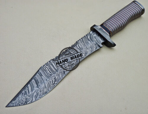 Damascus Bowie Knife Custom Handmade Damascus Steel Knife 1612 - Image 3