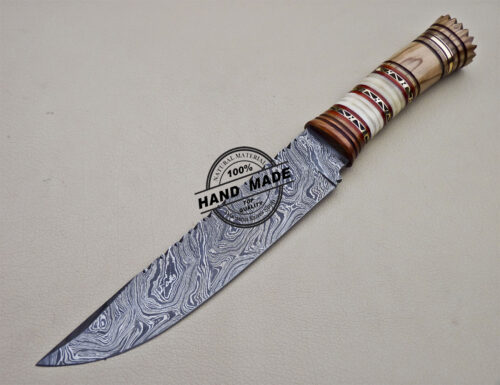 Fancy Damascus Bowie Knife Custom Handmade Damascus Steel Knife 1614 - Image 3