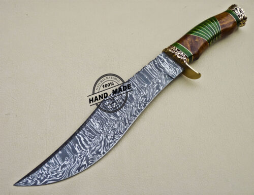 Fancy Damascus Bowie Knife Custom Handmade Damascus Steel Knife 1615 - Image 3
