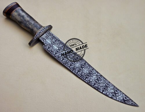 Damascus Bowie Knife Custom Handmade Damascus Steel Bowie Knife 1600 - Image 4