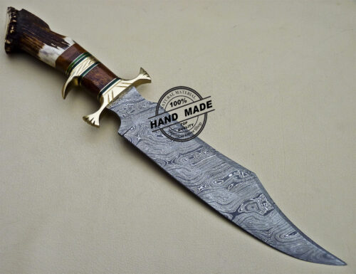 Professional Damascus Bowie Knife Custom Handmade Damascus Steel Knife 1622 - Image 4