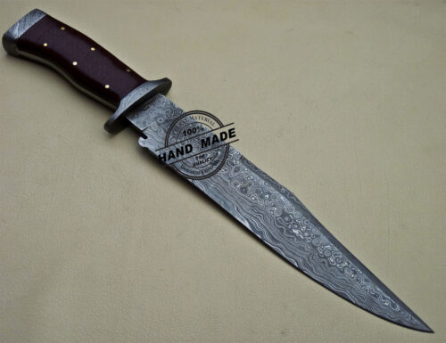 Damascus Bowie Knife Custom Handmade Damascus Steel Hunting Bowie Knife 1610 - Image 4