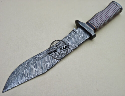 Damascus Bowie Knife Custom Handmade Damascus Steel Knife 1612 - Image 4