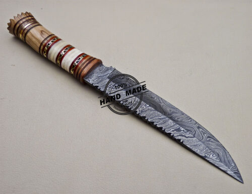 Fancy Damascus Bowie Knife Custom Handmade Damascus Steel Knife 1614 - Image 4