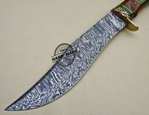 Fancy Damascus Bowie Knife Custom Handmade Damascus Steel Knife 1615 - Image 4