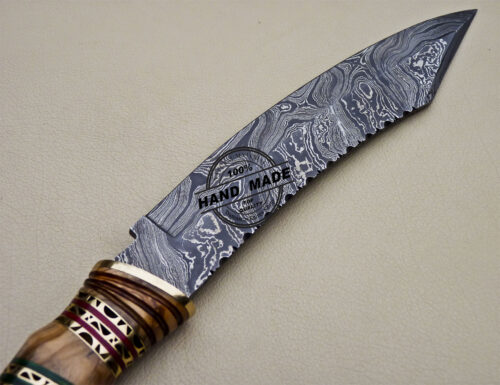 Fancy Damascus Bowie Knife Custom Handmade Damascus Steel Knife 1620 - Image 5