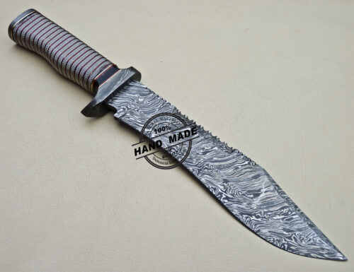 Damascus Bowie Knife Custom Handmade Damascus Steel Knife 1612 - Image 5