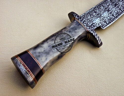 Damascus Bowie Knife Custom Handmade Damascus Steel Bowie Knife 1600 - Image 6