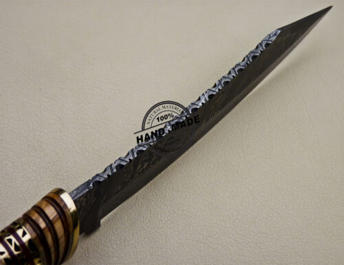 Fancy Damascus Bowie Knife Custom Handmade Damascus Steel Knife 1620 - Image 6