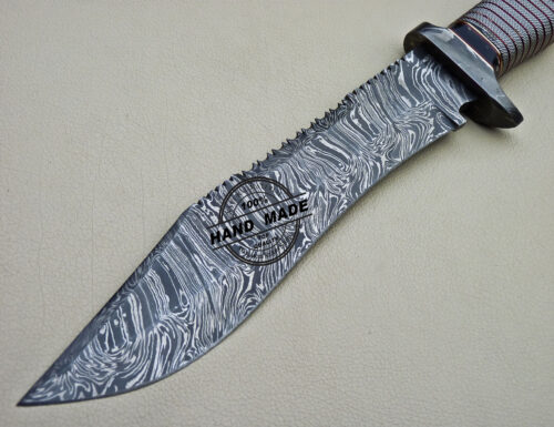 Damascus Bowie Knife Custom Handmade Damascus Steel Knife 1612 - Image 6