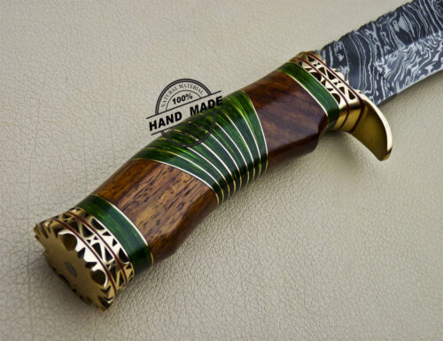 Fancy Damascus Bowie Knife Custom Handmade Damascus Steel Knife 1615 - Image 6