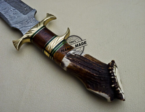Professional Damascus Bowie Knife Custom Handmade Damascus Steel Knife 1622 - Image 7