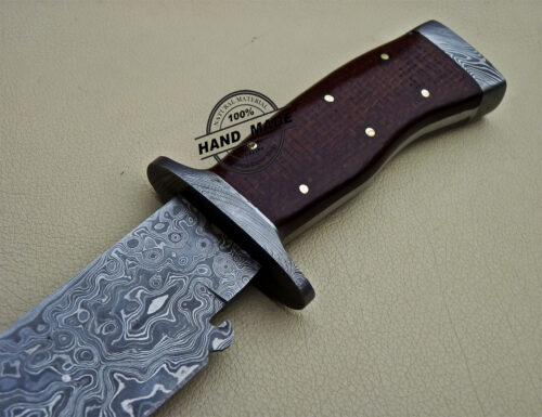 Damascus Bowie Knife Custom Handmade Damascus Steel Hunting Bowie Knife 1610 - Image 7