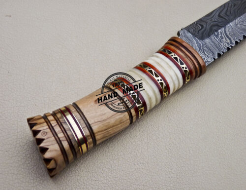 Fancy Damascus Bowie Knife Custom Handmade Damascus Steel Knife 1614 - Image 7