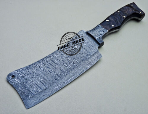 Damascus Cleaver Butchers Knife Custom Handmade Damascus Steel Knife 1611 - Image 3