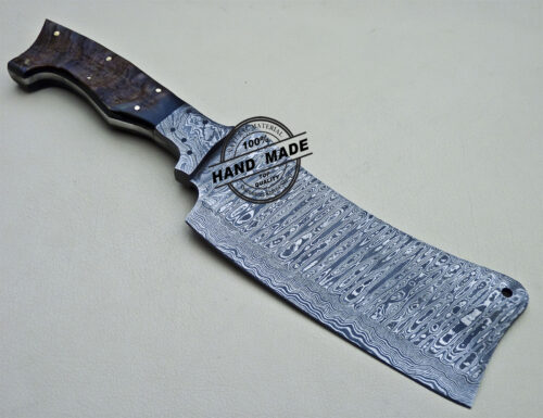Damascus Cleaver Butchers Knife Custom Handmade Damascus Steel Knife 1611 - Image 4