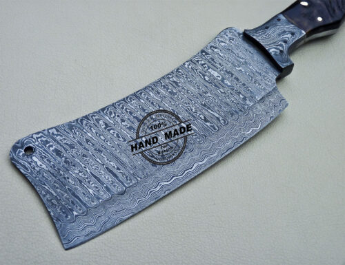 Damascus Cleaver Butchers Knife Custom Handmade Damascus Steel Knife 1611 - Image 5