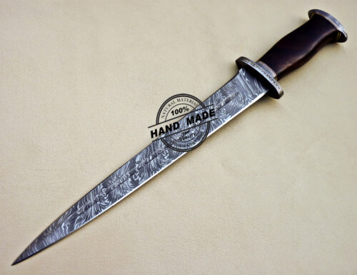 Damascus Dagger Knife Custom Handmade Damascus Steel Hunting Knife 1601 - Image 3
