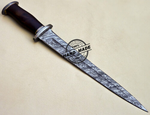 Damascus Dagger Knife Custom Handmade Damascus Steel Hunting Knife 1601 - Image 4