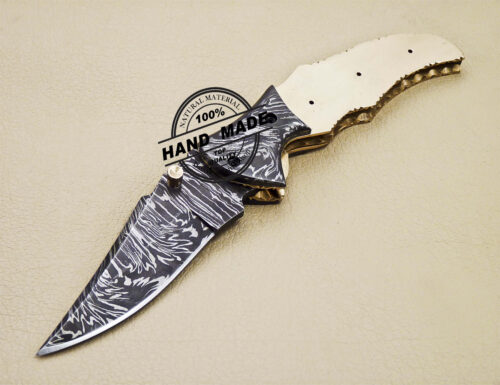 Blank Blade Damascus Folding Knife Handmade Damascus Steel Knife 1625 - Image 3