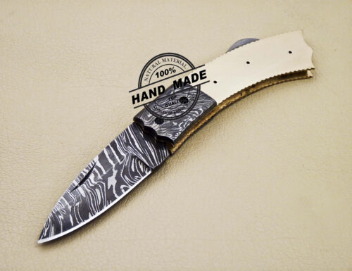 Damascus Folding Blank Blade Knife Custom Handmade Knife 1626 - Image 3