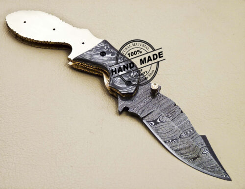 Damascus Folding Blank Blade Knife Custom Handmade Knife 1624 - Image 3