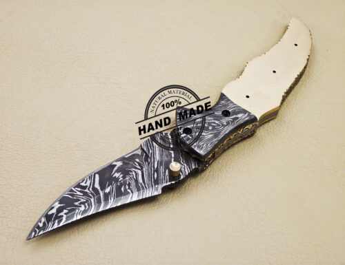 Blank Blade Damascus Folding Knife Handmade Damascus Steel Knife 1625 - Image 4