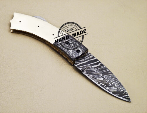 Damascus Folding Blank Blade Knife Custom Handmade Knife 1626 - Image 4