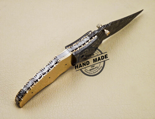 Blank Blade Damascus Folding Knife Handmade Damascus Steel Knife 1625 - Image 5