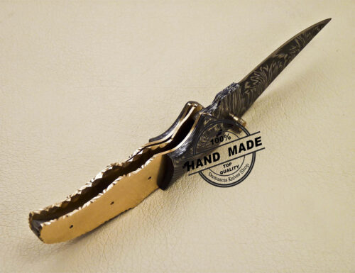 Blank Blade Damascus Folding Knife Handmade Damascus Steel Knife 1625 - Image 6