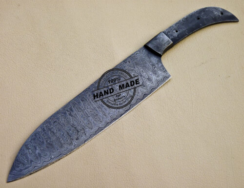 Full Damascus Kitchen Blank Blade Knife Custom Handmade Damascus Steel Knife 1089 - Image 3