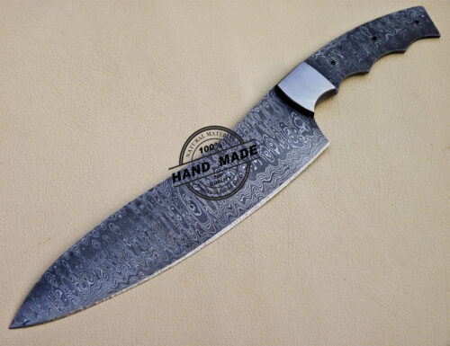 Full Damascus Kitchen Blank Blade Knife Custom Handmade Knife 1091 - Image 3