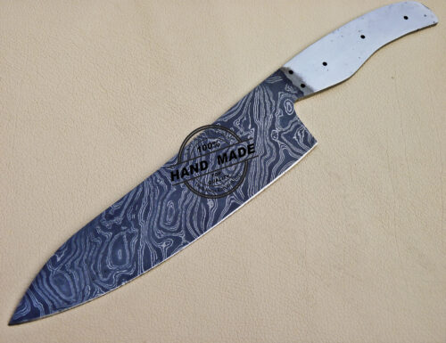 Damascus Chef Blank Blade Knife Custom Handmade Knife 1095 - Image 3