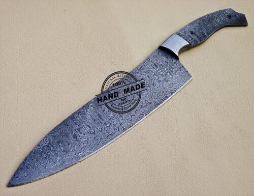 Full Damascus Kitchen Blank Blade Knife Custom Handmade Knife 1096 - Image 3