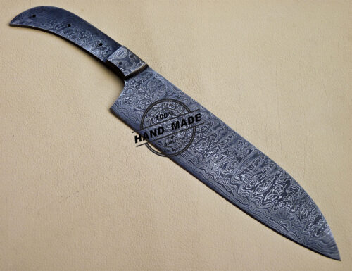 Full Damascus Kitchen Blank Blade Knife Custom Handmade Damascus Steel Knife 1089 - Image 4