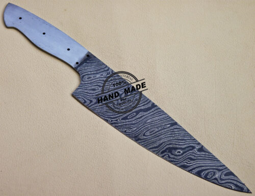 Damascus Kitchen Blank Blade Knife Custom Handmade Knife 1092 - Image 4