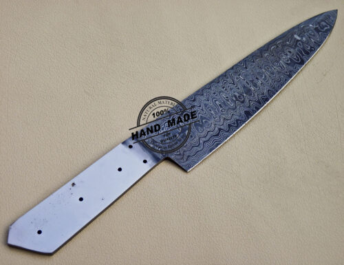 Damascus Kitchen Blank Blade Knife Custom Handmade Damascus Steel Kitchen Blank Blade Knife 1097 - Image 3