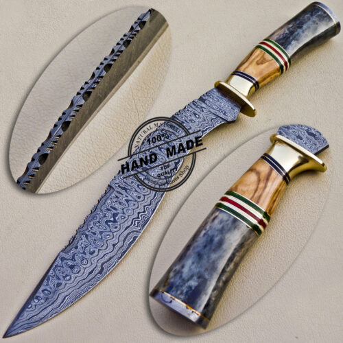 Damascus Kukuri Knife Custom Handmade Damascus Steel Knife 1608