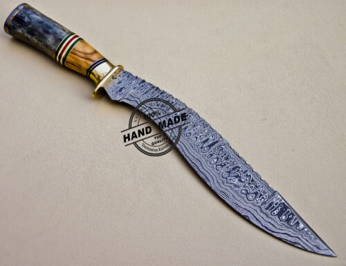 Damascus Kukuri Knife Custom Handmade Damascus Steel Knife 1608 - Image 4