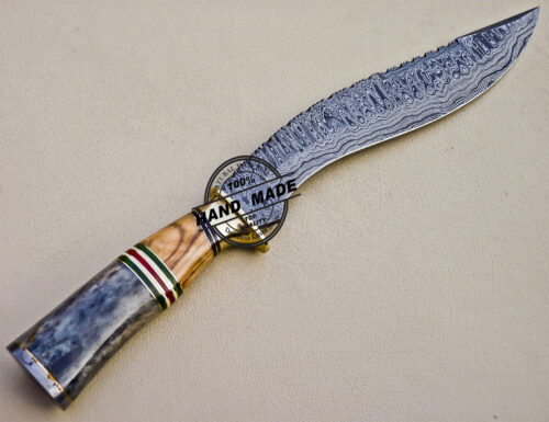 Damascus Kukuri Knife Custom Handmade Damascus Steel Knife 1608 - Image 5