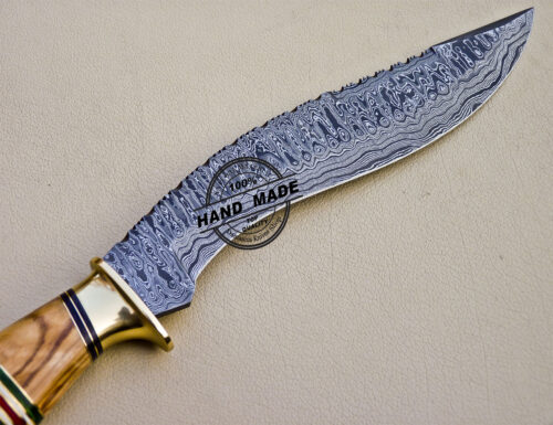 Damascus Kukuri Knife Custom Handmade Damascus Steel Knife 1608 - Image 6