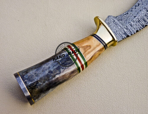 Damascus Kukuri Knife Custom Handmade Damascus Steel Knife 1608 - Image 8